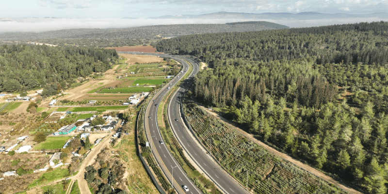 שני כבישים בסביבה ירוקה ופסטולרית Two Roads in a Green and Pastoral Environment